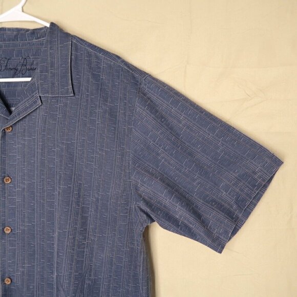 Tommy Bahama 100% Silk Camp Shirt Button Front Blue Tropical Short Sleeves XL - Picture 3 of 11
